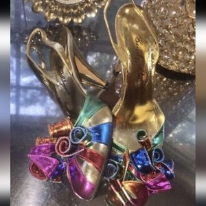 Beverly Feldman Vintage Metallic Slingback Heels